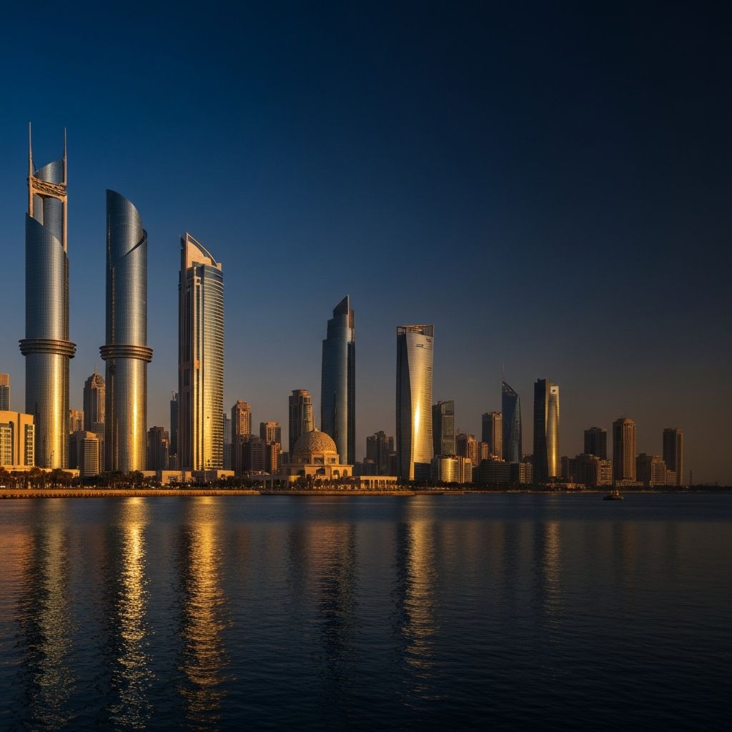 Abu Dhabi skyline with modern towers along the Corniche